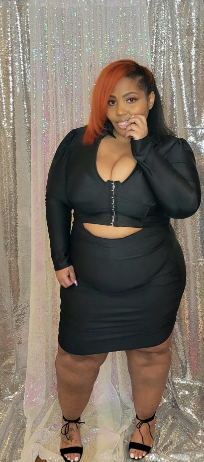 Black Monique Skirt & Crop Top Set