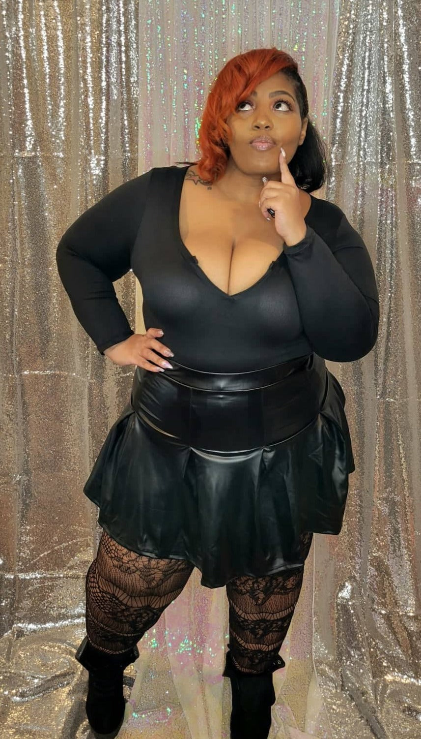 Black Amarys "What Uniform" Faux Leather Skirt